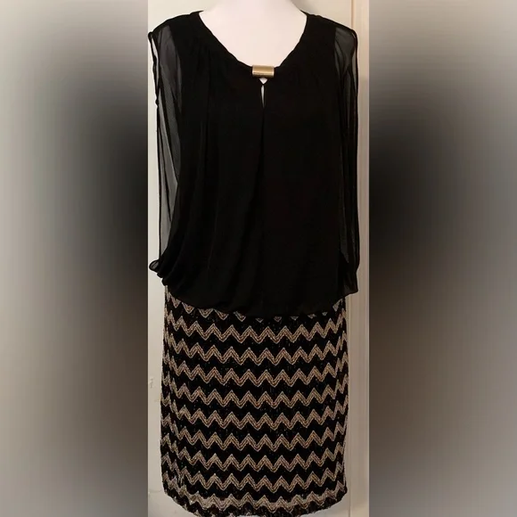 black and gold zig zag dress FRANCO KNIT DRESS main image 1